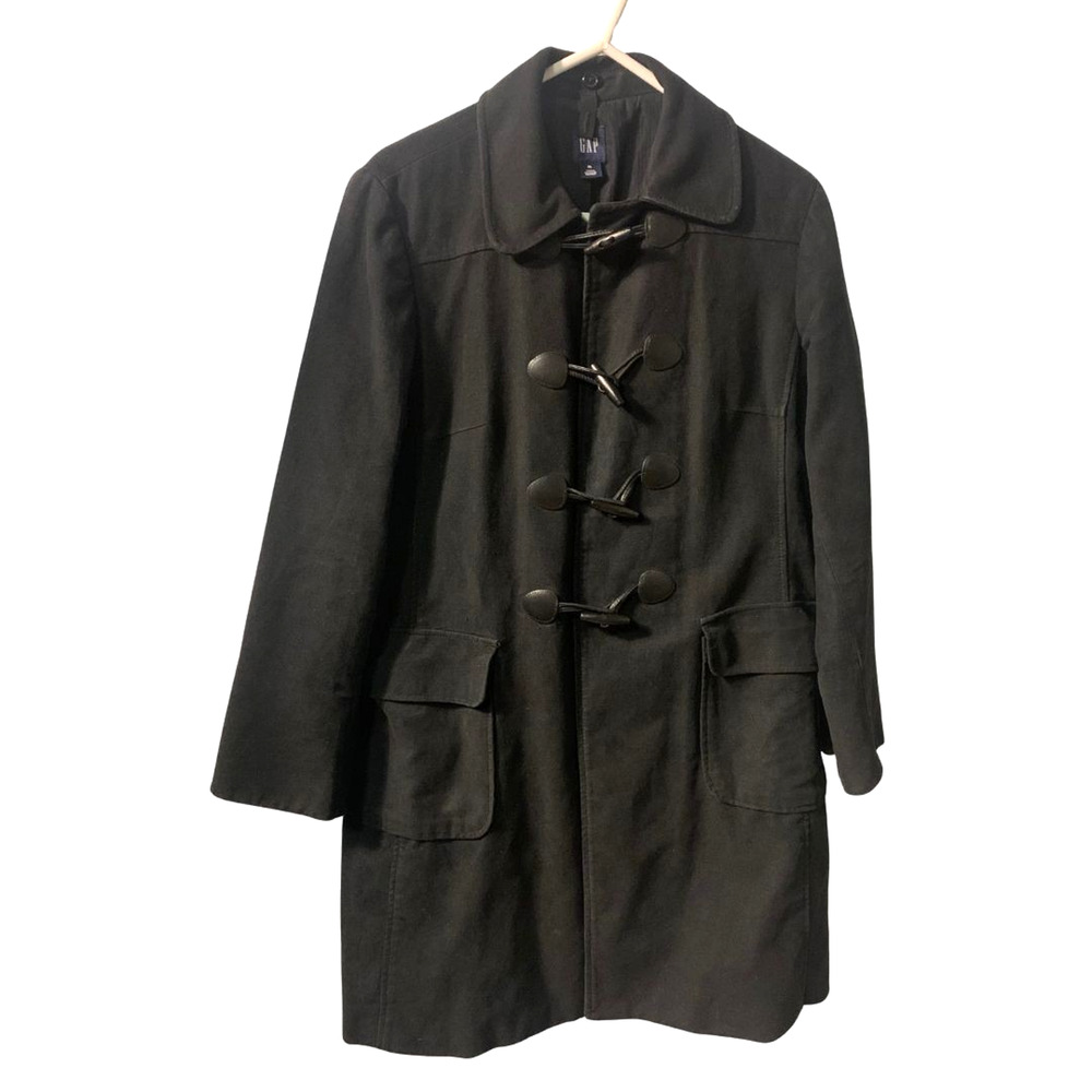 Vintage Gap Women's Preppy Toggle Coat Size XL Black Duffle Cotton Layer Retro
